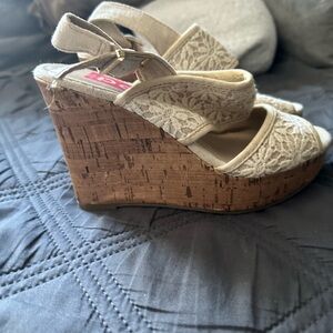 Women's Cream Wedge Sandals